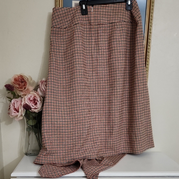 Talbots A-Line Checkered Skirt - Black and Tan XL 14 Career Office Quiet Luxury - Picture 8 of 13